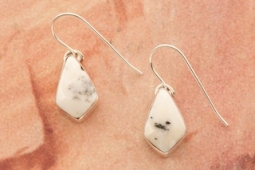 Genuine White Buffalo Turquoise Sterling Silver Native American Earrings